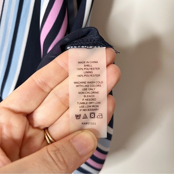 Vince Camuto Blouse Sleeveless Wrap Front Striped Blue & Purple Tank Top Size XS - Picture 5 of 6